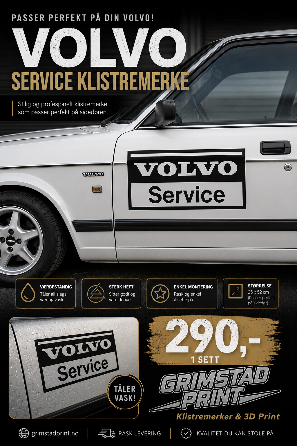 🔧 Volvo service klistremerke – stilrent og originalt preg!