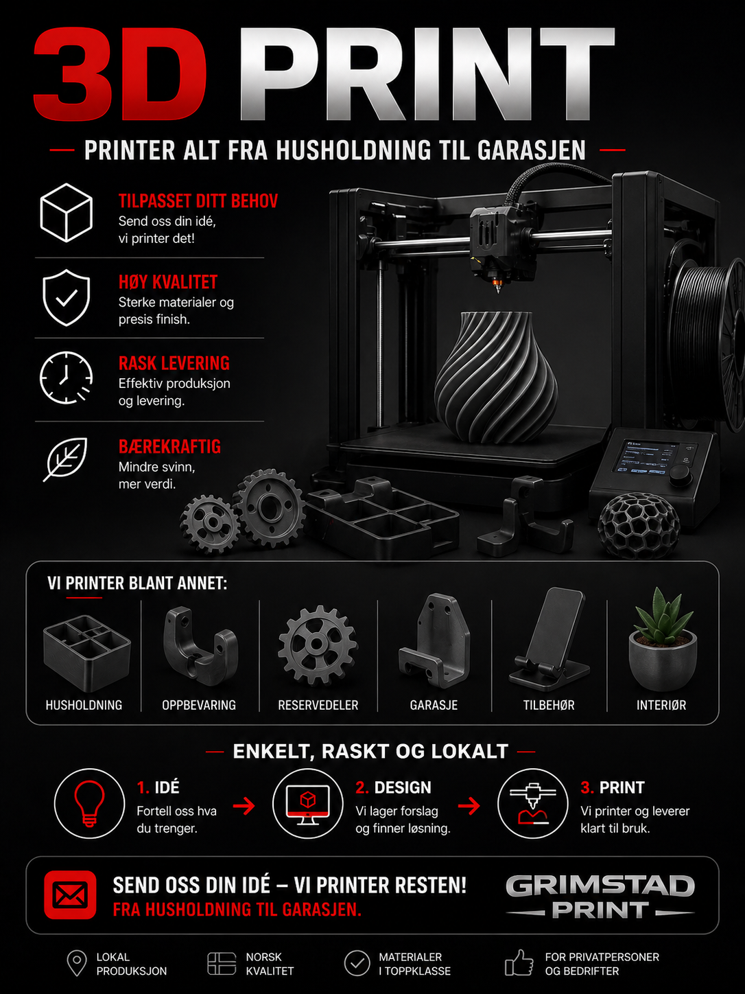 3D-print på bestilling – laget etter dine ønsker!