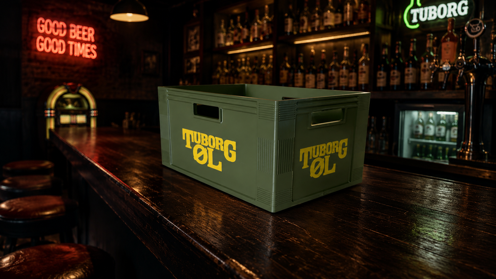 Mini Tuborg øl kasse. 6stk 0,33