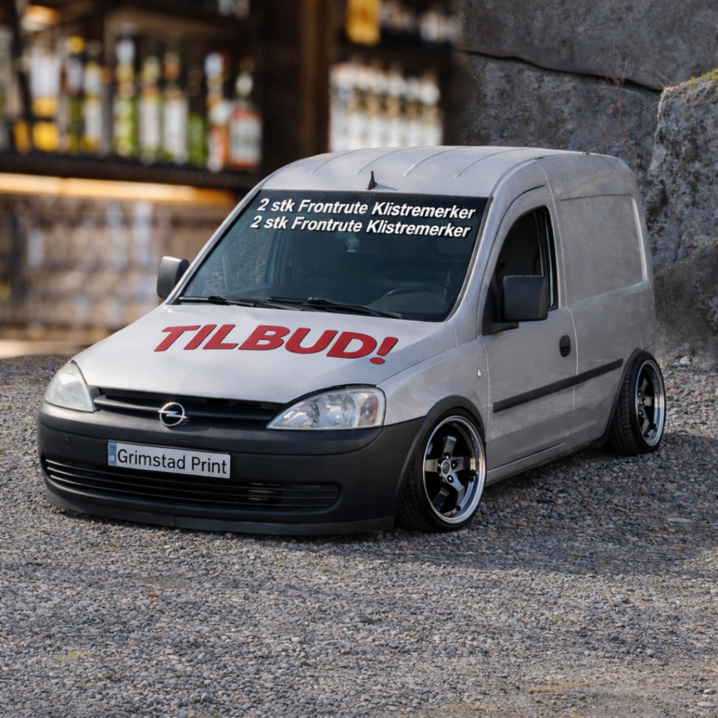 TILBUD 2 Stk. Frontrute / Streamer klistremerker – lag ditt eget design!